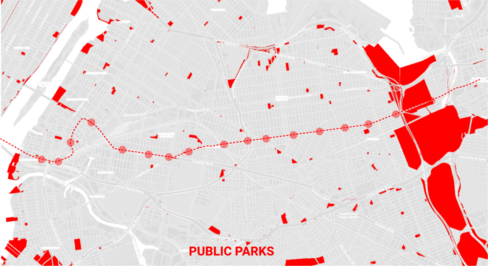 "Map of Public Parks Along the 7 Line"